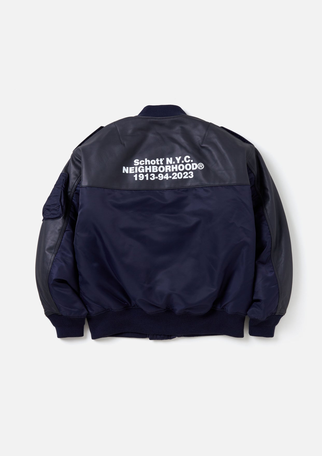 NH X Schott . LEATHER COMBI MA-1 NAVY可能です - フライトジャケット